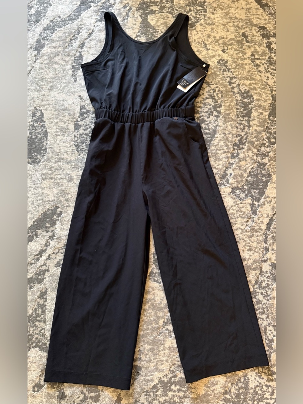 CALIA by Carrie Underwood Women's Medium Wide Leg Overlap Jumpsuit Black